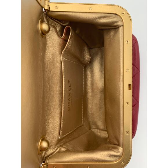 CHANEL My Crush Lambskin Flap Bag Red Gold Quilted Leather - Picture 7 of 8